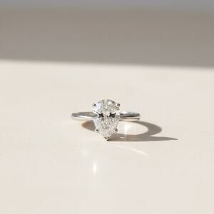 JEWELRY SOLID 925 STERLING SILVER 2CTW PEAR CUT MOISSANITE STONE SIZE 8 RING